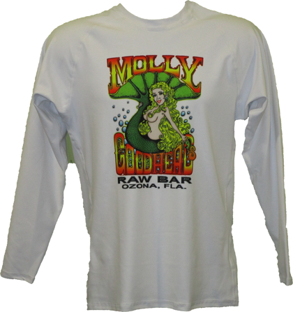Rash Guard, White Long Sleeved with Large Front Color Logo