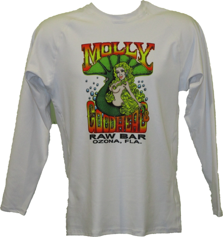 Rash Guard, White Long Sleeved with Large Front Color Logo